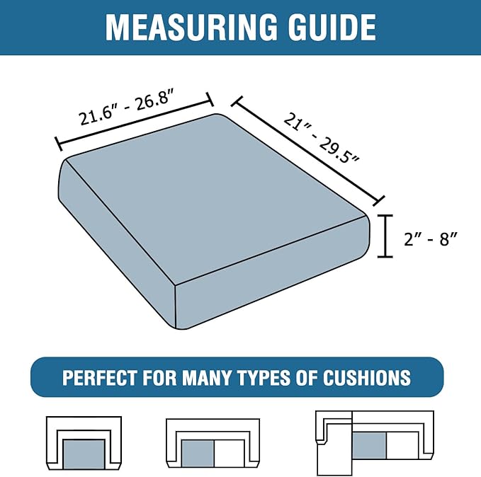 H.VERSAILTEX Stretch Couch Cushion Slipcovers Chenille Chair Covers for Living Room Armchair Non Slip Sofa Cushion Furniture Protector with Elastic Bottom(1 Seater Armchair Cushion Cover,Dove)