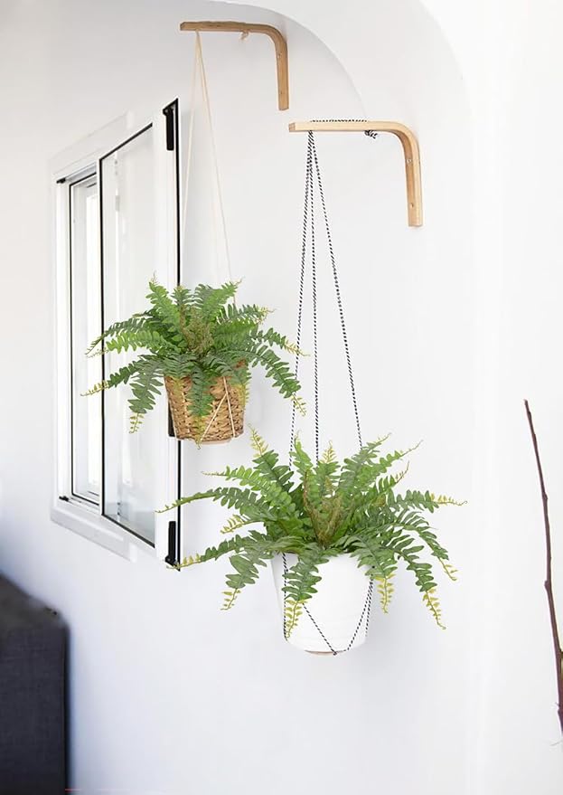 Ferns Artificial Plants 2pcs Faux Ferns for Outdoor Planter Large Fake Ferns Look Real Artificial Ferns with 42 Fronds Hanging Boston Fern Fake Plant Shrubs for Home Farmhouse Garden Porch Decor