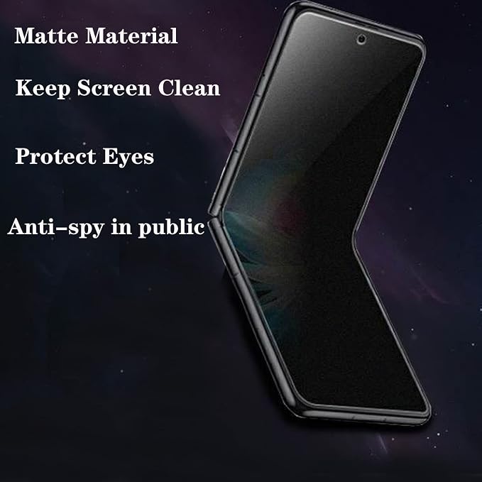 3 Pack Matte Privacy Screen Protector for Samsung Galaxy Z Flip 5Anti-Peep 1PCS Outside +1PCS Inside +Side Protector Film