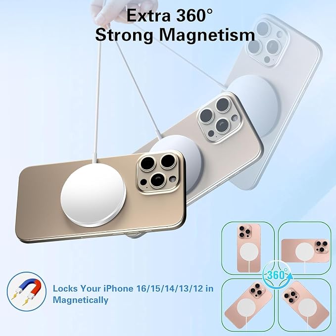 Magnetic Wireless Charger for iPhone 17 162Pack 6FT Wireless iPhone Charging Fast Mag-Safe Charger with Apple USB C Charging Block for iPhone 17 Pro max/17Air/16/15/14/13/12/11/AirPods Pro 3/2-Black
