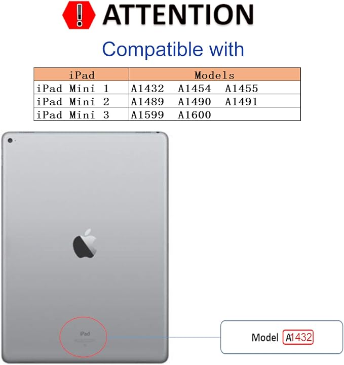 for iPad mini 1/2/3 Case Cover 7.9” – 360° Rotating Stand with Auto Sleep/Wake