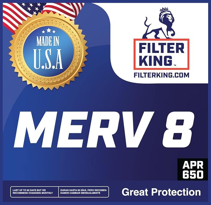 Filter King 8x20x1 Air Filter | 4-PACK | MERV 8 HVAC Pleated A/C Furnace