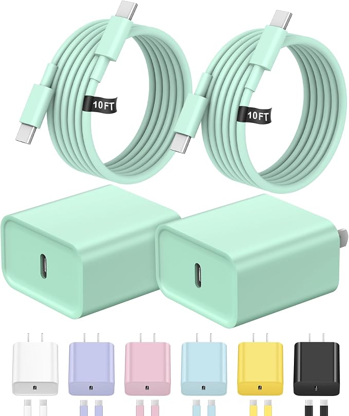 iPhone 17 16 Charger Fast Charging Extra Long 10FT USB C Charger(Black) | for iPhonesiPadsTabletsAndroid devices[ETL SAFETY CERTIFIED] 20W Type C Charger Block with Fast Charging USB C Cables