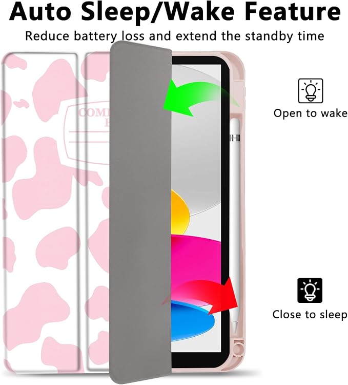 Hybrid Slim Case for iPad 11th (A16) 11-inch 2025 / iPad 10th Generation 10.9-inch 2022 - Shockproof Cover with Clear Transparent Back Shell [Pencil Holder Auto Sleep/Wake] Blue Cow