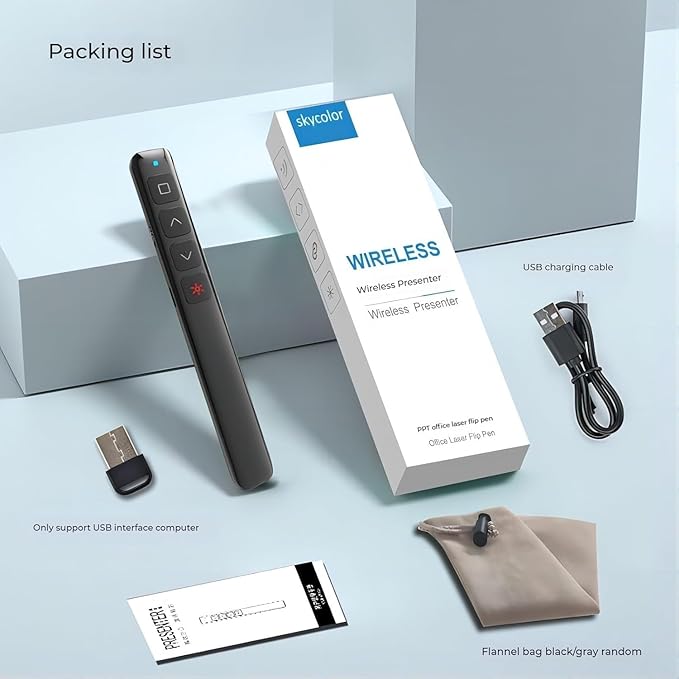 [M Monoie] Wireless Presenter, 2.4GHz USB Control Presentation PPT PowerPoint Clicker for Keynote, Laptop, Google Slides - Supports Hyperlinks & Tactile Buttons