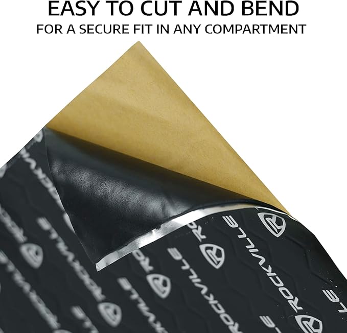 Rockville RockMat 50-15 50 Sq Ft Butyl Sound Deadening Mat 1.5MM 60 Mil, Aluminum Foil Backing, Adhesive Precut Sheets, Reduces Road Noise and Vibrations, Car Truck Van RV Marine