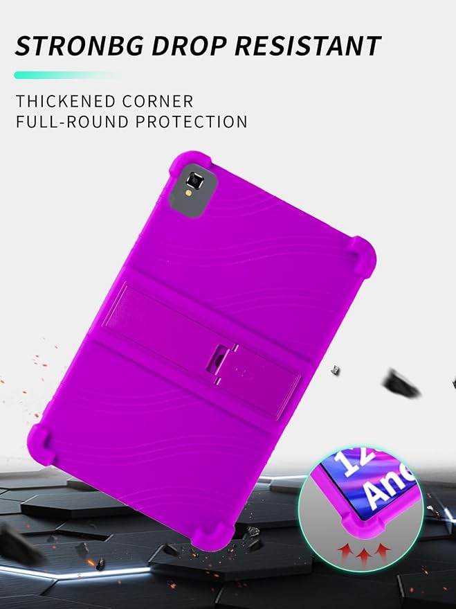 Case for YLEEBG TAB10 10 inch Android 14 TabletsWUNIAK Hollow Back DesignHeat Dissipation Shockproof Lightweight Adjustable Kickstand Silicone Shell&ampKids Friendly Soft CaseBlack