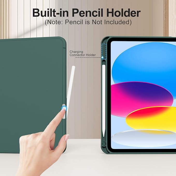 for iPad (A16) 11th Generation Case 11 Inch 2025 Black | for iPad 10th Generation Case 10.9 Inch 2022 with Pencil Holder Smart Trifold Stand Slim Protective Cover Auto Wake/Sleep