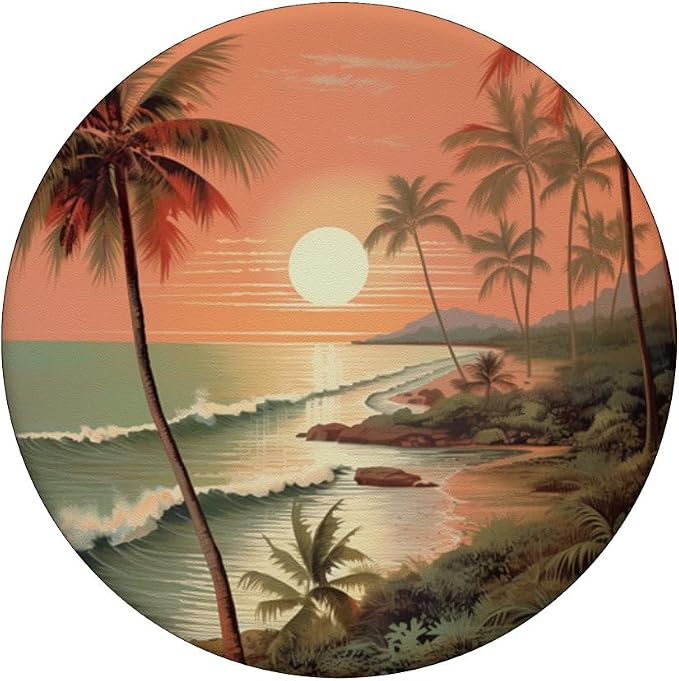 Tropical Sunset Palm Tree Beach Waves Ocean PopSockets PopGrip for MagSafe