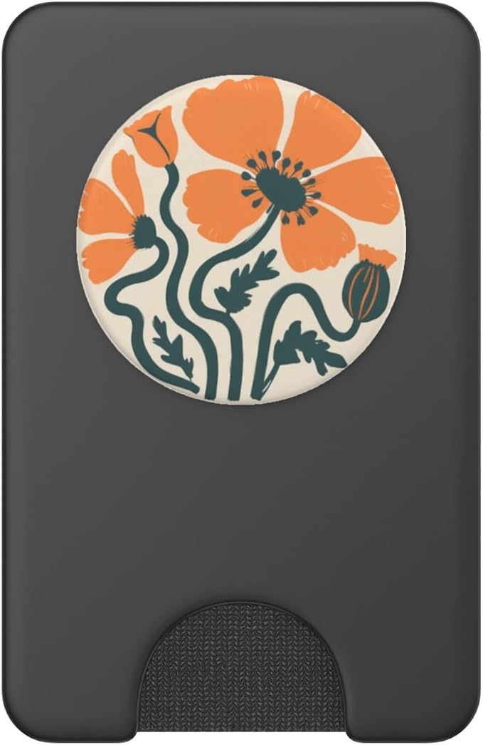 Orange Poppy Flowers and Orange Stems PopSockets Adhesive PopGrip