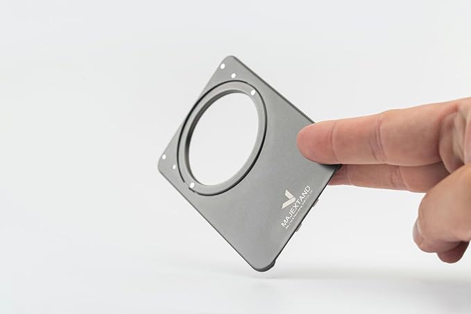 Ultra-Slim Metal Stand for iPhone – 0.1” Paper-Thin 2oz Lightweight 5 Height 3D Stepless Angle Adjustment Foldable Pocket-Size Kickstand MagSafe Compatible (Gray)