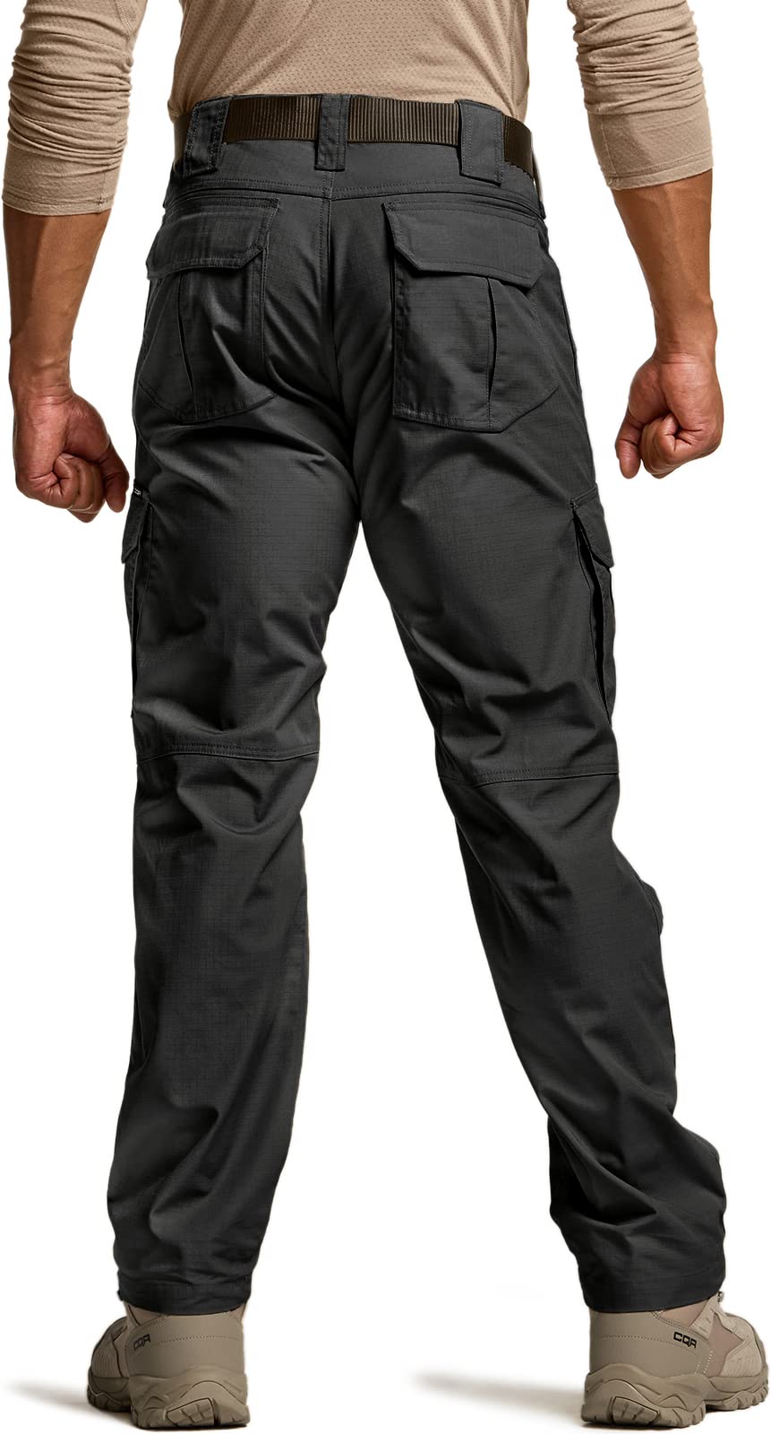 CQR Men's Tactical Pants, Water Resistant Ripstop Cargo Pants, Lightweight EDC Work Hiking Pants, Outdoor Apparel, Duratex Mag Pocket Black, 30W x 30L