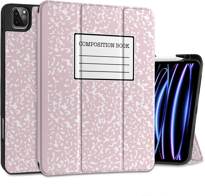 MEEgoodo for iPad Pro M2 12.9 Case 6th/5th/4th/3rd Generation 2022 2021 2020 2018 with Pencil Holder Tablet Cover with Soft TPU Back Shell Art Painted Flowers