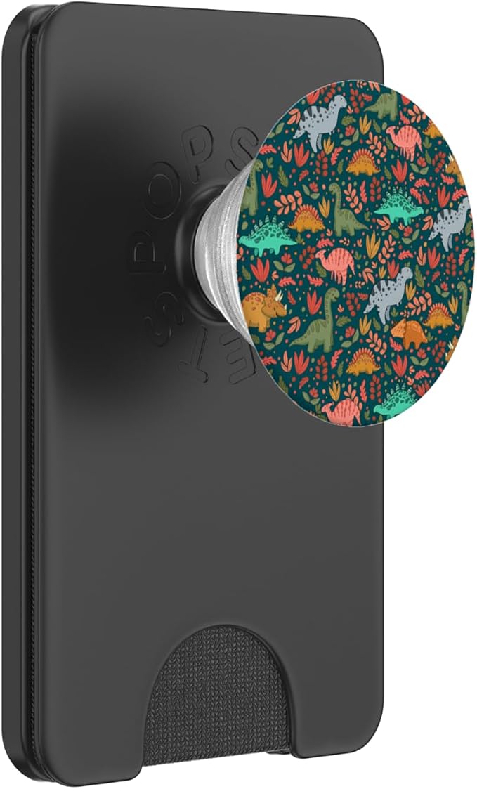 Cute Floral Midnight Green Dinosaurs PopSockets Adhesive PopGrip