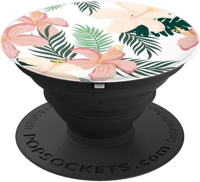 Tropical Hibiscus Flower of Hawaii with Floral Pattern PopSockets Adhesive PopGrip