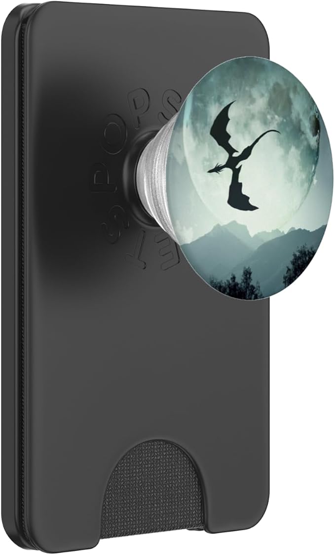 CJ Grips Dragon Moon PopSockets Adhesive PopGrip for iPhone 11 - Black