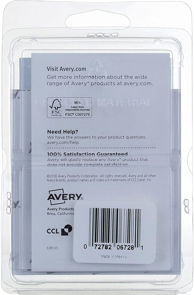 1" x 3" Rectangular Removable Label 72 Count [Set of 6]