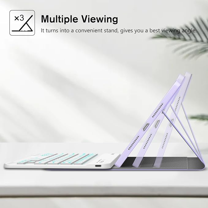 FINTIE Keyboard Case for iPad mini 7th Generation (A17 Pro) / mini 6 8.3 | Detachable Magnetic Bluetooth Keyboard Soft TPU Cover Multi-Angle Viewing Pencil Holder Backlight/Fantasy Ombre