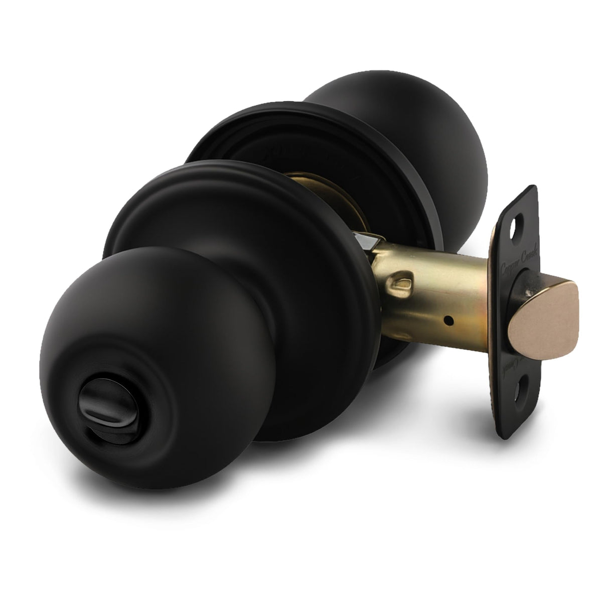 Copper Creek Privacy Interior Door Knob – ANSI Grade-3 Certified, Modern Heavy Duty Handle, Easy Install and Reversible for Bedroom, Bathroom and Closets – Matte Black (1 Pack)