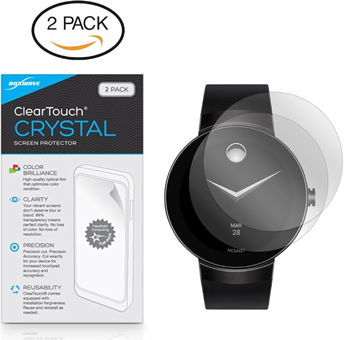 BoxWave Screen Protector Compatible with Movado Connect - ClearTouch Crystal (2-Pack) HD Film Skin - Shields from Scratches for Movado Connect