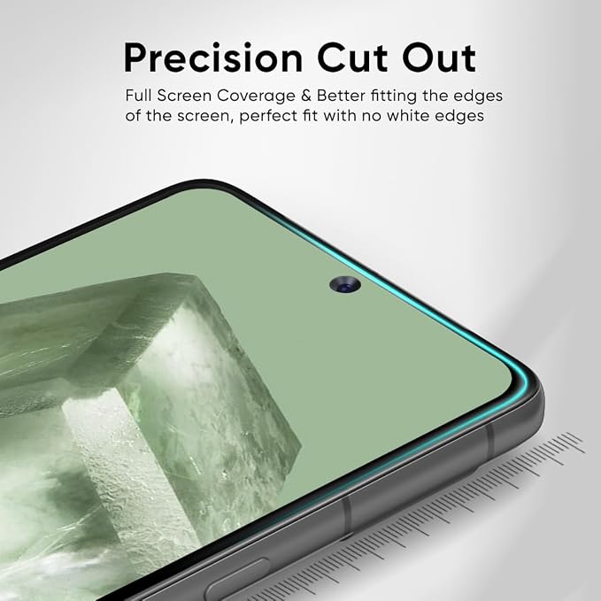FLOLAB NanoArmour 3 for Google Pixel 8 Screen Protector - 2 Pack Ultra Clear 3D Tempered Glass Edge-to-Edge Coverage Anti-Static Durable Smooth Installation Dust-Free