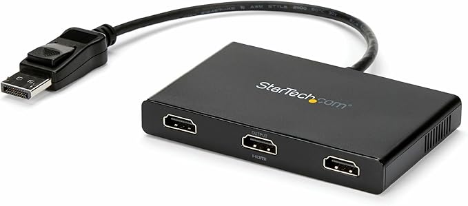 StarTech.com 3-Port Multi Monitor Adapter - DisplayPort 1.2 to 3x HDMI MST Hub - Triple 1080p HDMI Monitors - Video Splitter for Extended Desktop Mode on Windows PCs Only - DP to 3x HDMI (MSTDP123HD)