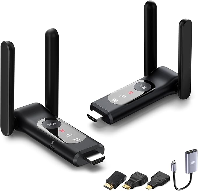 Wireless HDMI Transmitter and Receiver,50M/165FT,LED Display Screen,Plug and Play,Smart Thermal Control,2.4+5GHz,Up to 8 RXs,Wirelessly Video Stream from Laptop,TV Box,Camera to Projectors/Monitor/TVs