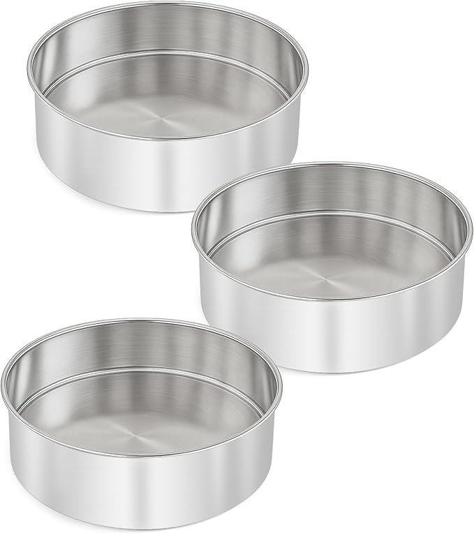 tutikuki 6 Inch Cake Pan - 3PCS Stainless Steel Smash Cake Baking Pans Tins, Round Bakeware for Party Birthday Wedding, Mirror Finish & Dishwasher Safe