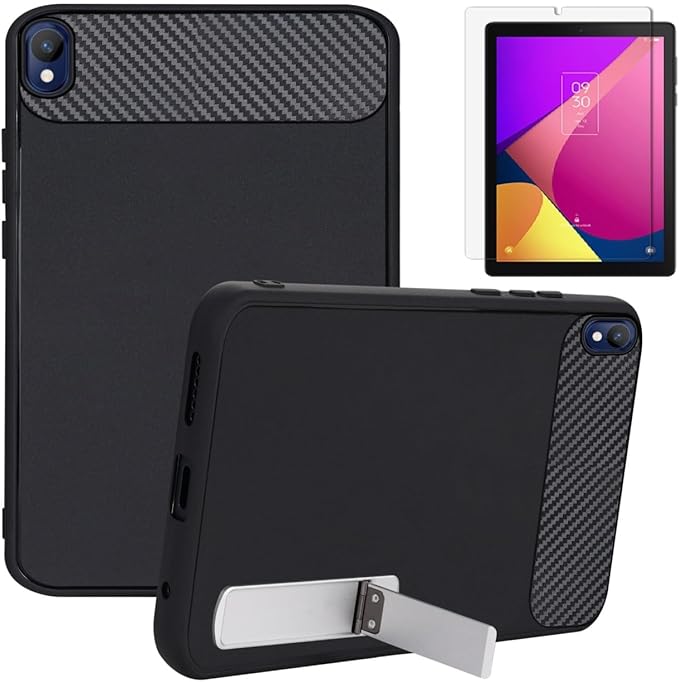 Screen Protector and Case for Onn 8.1 inch Core Tablet Lightweight Shock-Resistant Protective Case for Onn 8.1 Core Tablet (Black + Glass)