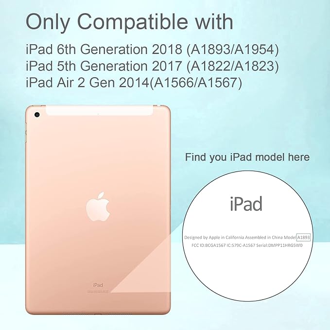 ZoneFoker Case for iPad Air 2 Case for iPad 6th/5th Generation 2018/2017 for Apple iPad 9.7 inch with Screen Protector/StandClear Glitter Full-Body Coverage Slim Cover for Girls Women (Blue+Purple)