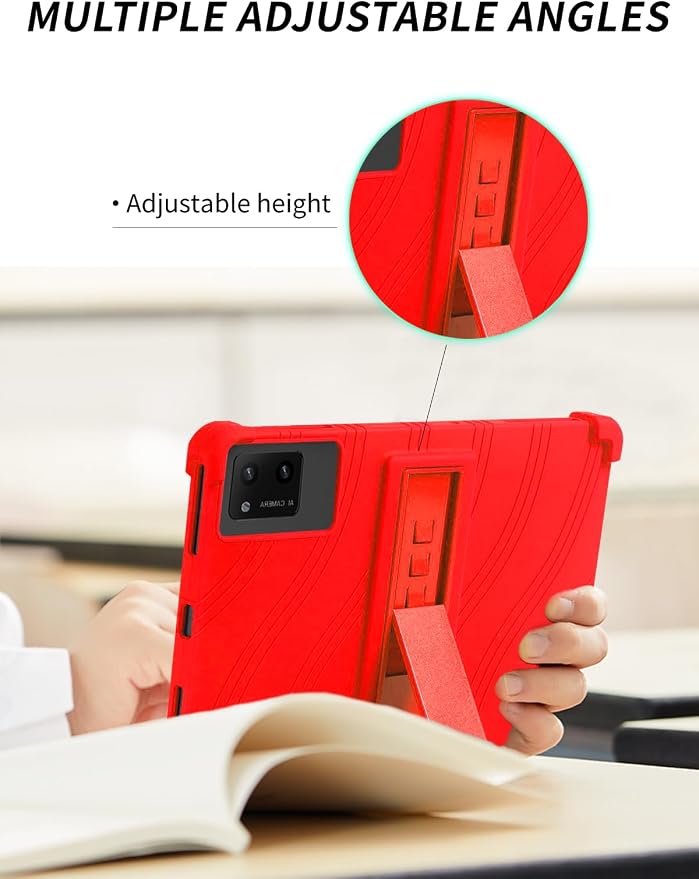 Case for DigiLand-S10 10.1 Android 14 Tablets，WUNIAK Shock Proof Lightweight Stand Rubber Shell Protective CoverKids Friendly Soft Silicone Adjustable Stand CoverBlack