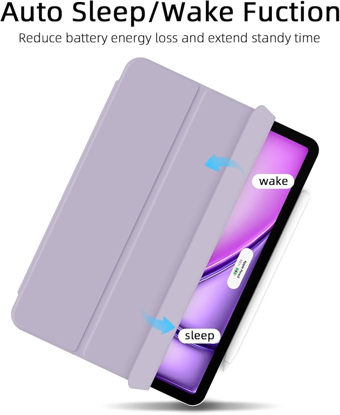 for iPad Air 13 inch M4/M3/M2 Case (2026/2025/2024Model A3268/A3269/A3271) Auto Sleep/Wake and Magnetic Closure Slim Trifold Stand Case PU Leather Cover Support Apple Pencil Pro Black