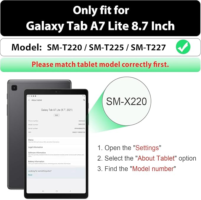 Case for Samsung Tab A7 Lite 8.7 inch 2021 Release SM-T220/T225/T227u Shockproof Cute Kids Silicone Protective Cover for Galaxy Tab A7 Lite 8.7 inch with Kickstand Shoulder Strap Red+Black