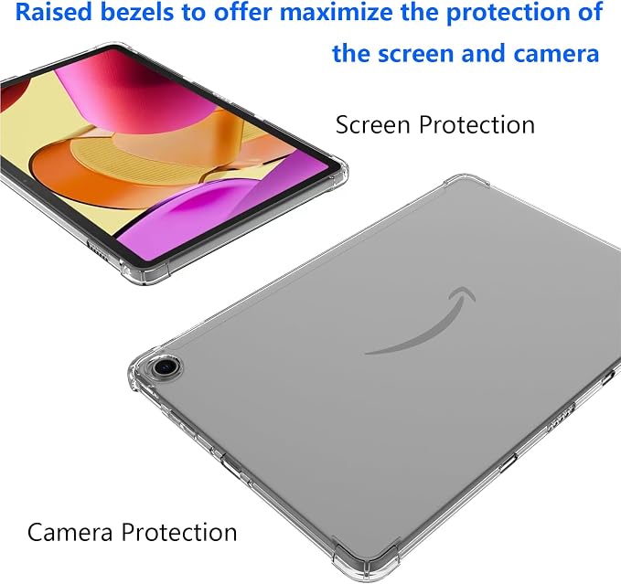 Clear Case for All-New Amazon Kindle Fire Max 11 Tablet (13th Generation 2023 Release) 11 Slim Lightweight Shell Transparent Soft TPU Back Shockproof Crystal Reinforced Corner Cover Clear