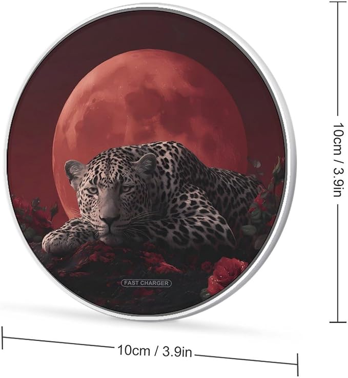Leopard Red Rose Floral Wireless Charger Portable Charging Pad | LightweightAll Smartphone