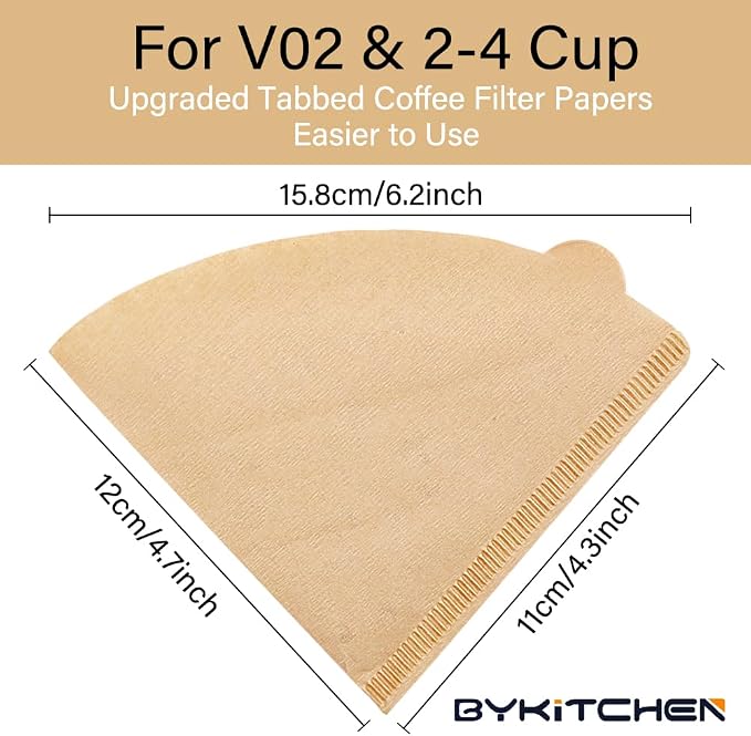 BYKITCHEN Size 02 Cone Coffee Filters, Disposable Paper Coffee Filters