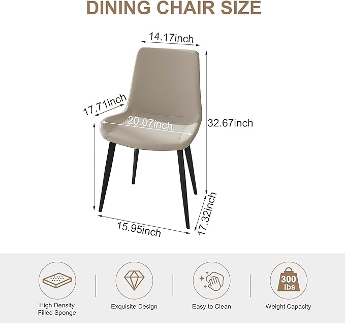 Dining Chairs with Comfortable Backrest and Sturdy Metal Legs, Modern Upholstered PU Leather Kitchen & Office Chairs for Dining Room, Restaurant Or Living Room (White, 6-Set)