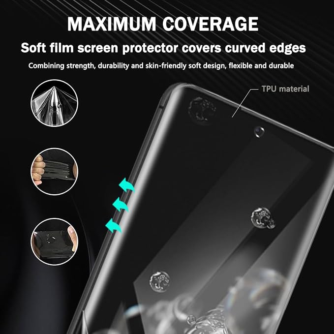 for iPhone 17 Pro Max Back Screen Protector Flexible Film Not Glass with Camera Lens Protector 2+2 Pack Self-Healing Anti Scratch HD Clear Soft TPU Protective Hydrogel Film