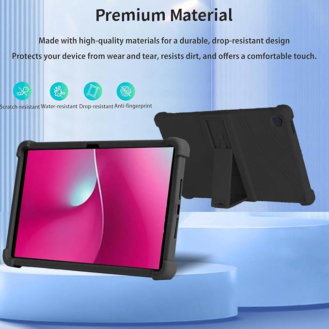 Case for T-Mobile Revvl Tab 2 10.1-InchCompatible with T-Mobile Revvl Tab 2 Android Tablet–Soft Silicone Protective Cover with Kickstand Shockproof Drop-Resistant Business-Style Stand(Black)