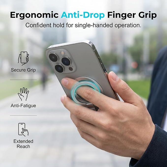 Magnetic Phone Stand Foldable 360° Rotating Phone Holder with Dual-Sided Magnetic Design Adjustable Desktop Stand for Home Office Travel and Daily Use (Grey-1)