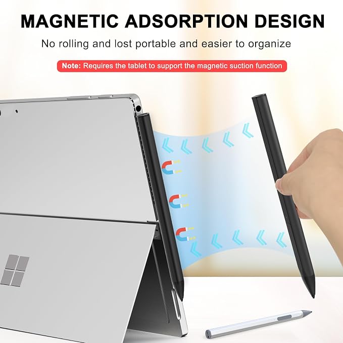Stylus Pen for Microsoft Surface Pro 11/10/9/X/8/7/6/5/4/3Surface Go/Go2/Go3Book3/2/1Surface Laptop7/6/5/4/3/2/1Studio 2 (Black)
