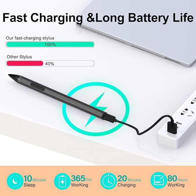ASUS Stylus Pen for Transformer/Vivobook Flip/Notebook Touchscreen Laptop/Tablet - Rechargeable 4096 Pressure Sensitivity Microsoft MPP Protocol Black