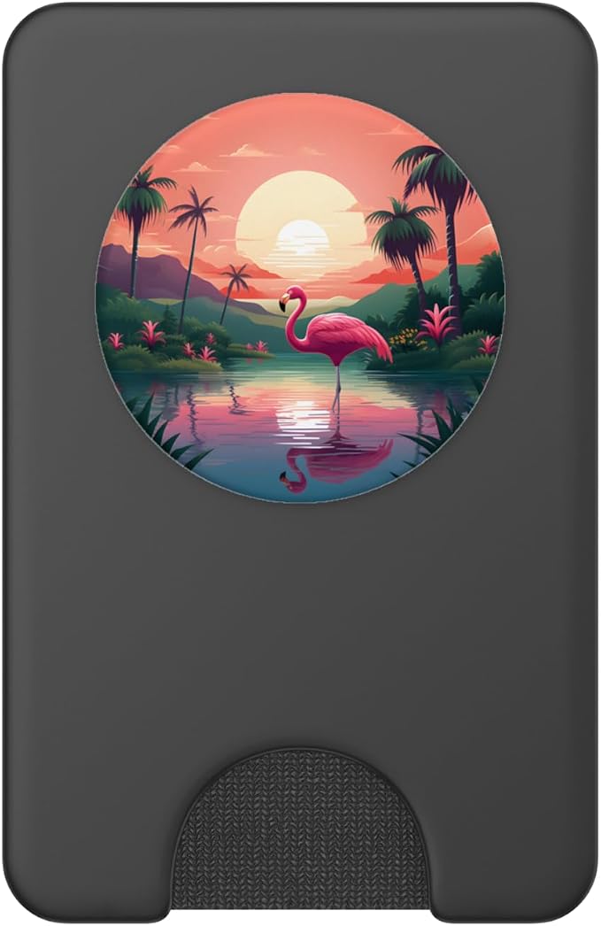 Pink Flamingo Lake Sunset PopSockets Adhesive PopGrip