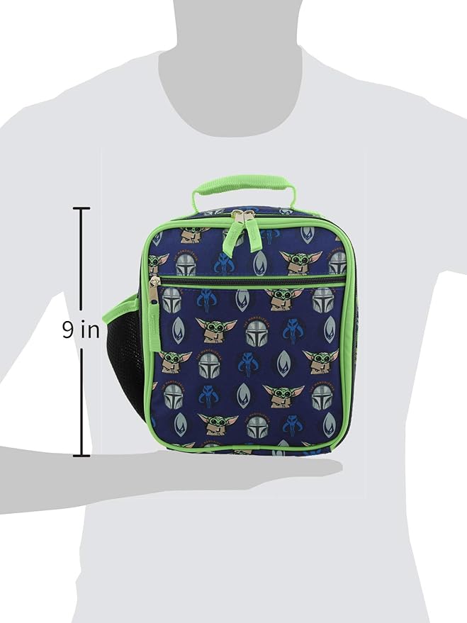 Star Wars Mandalorian Baby Yoda Boy's Girl's Adult Soft Insulated School Lunch Box (One Size, Blue/Green)