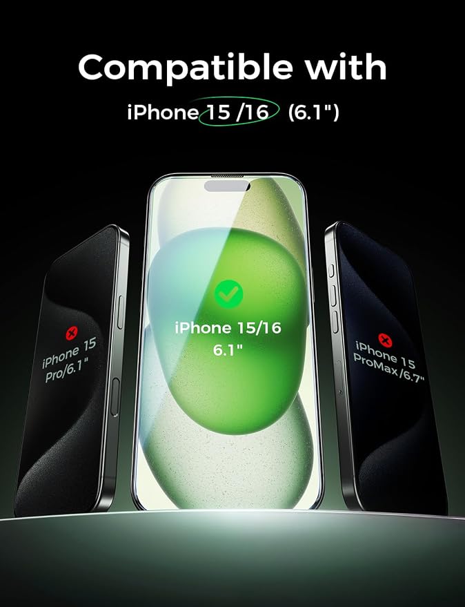 MAGIC JOHN 2 Pack for iPhone 15 Pro Screen Protector Eye Protection | HD Clear Auto Dust-Elimination 9H Tempered Glass &amp Scratch Resistance Full Edge Coverage