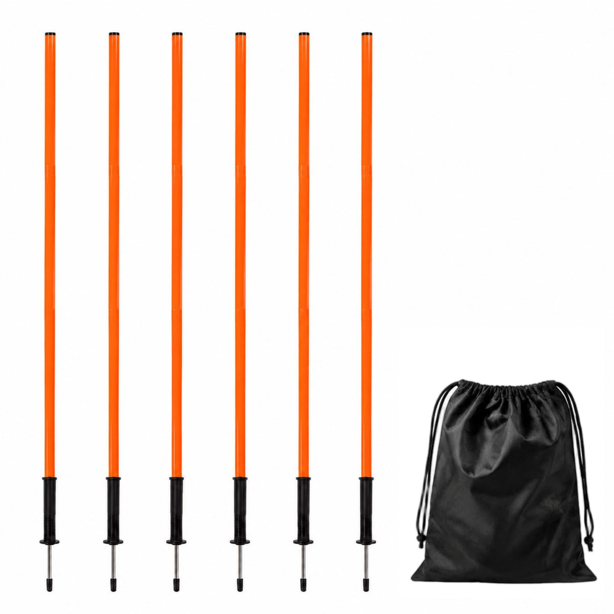 Nbguigdstr 6Pcs 5FT Agility Training Poles, Adjustable Speed and Agility Training Equipment Sports Training Sticks(Orange)