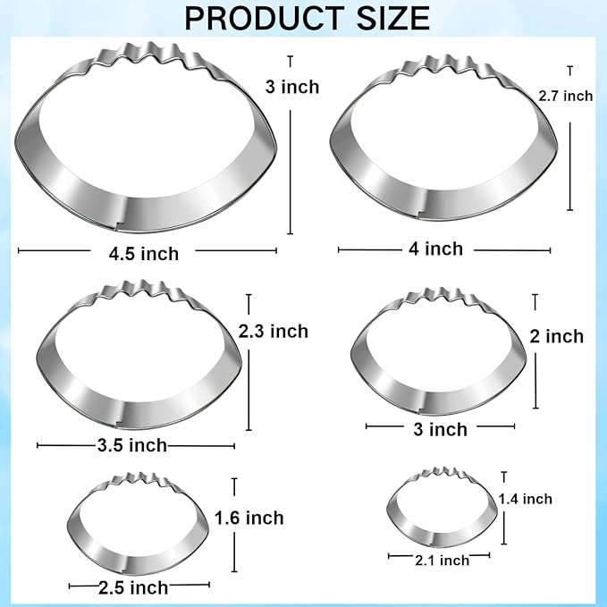 Auktosmn Football Cookie Cutter Set-6 Piece-4.5" 4.0" 3.5" 3.0" 2.5" 2"-Dishwasher Safe-Sports Cookie Cutters Bread and Fondant Baking Molds for Party