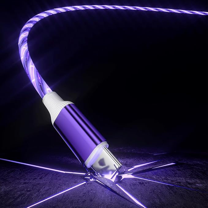 IHAO Multi Ports Charger Cable 3 Combinations in One Cable USB A to USB C/Micro USB PD Fast Charging Cord Lighted Up LED Flowing Compatible with Almost All Kinds of Electric Device-39Inches Blue