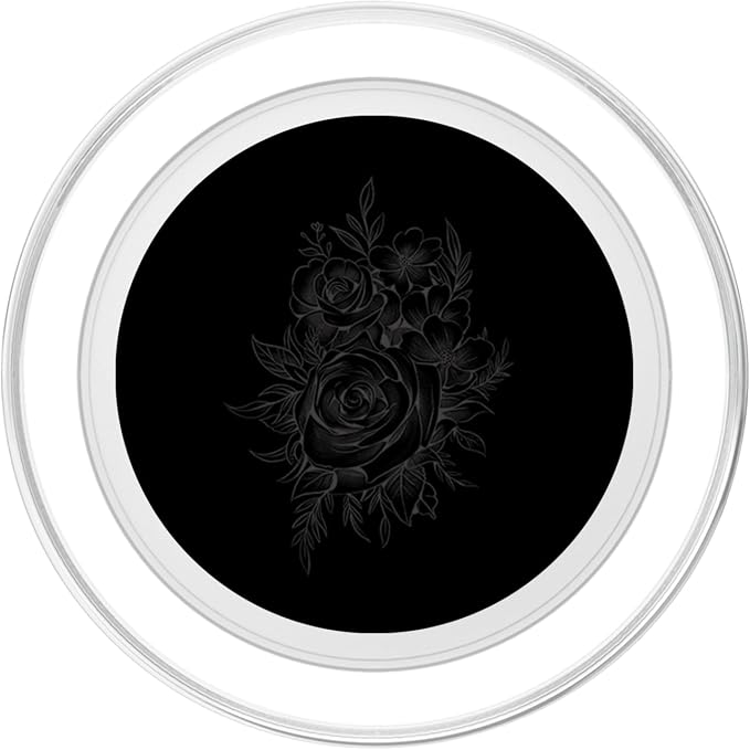 Gray Black Floral Flower PopSockets Adhesive PopGrip