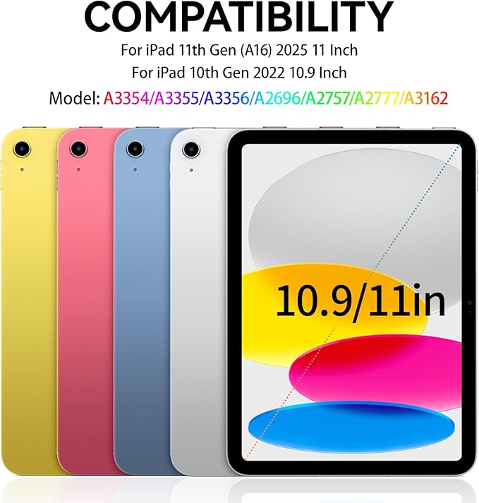 Case for iPad (A16) 11th Gen 11 Inch &amp iPad 10th Gen 10.9 Inch | Lightweight Trifold Stand Cover Clear Hard PC Back Shell with Pencil Holder Auto Sleep/Wake Black
